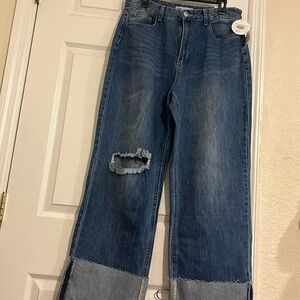 Dixie Fît size 13/31 color Bleu, High rise, WIDE LEG , MEGA CUFF